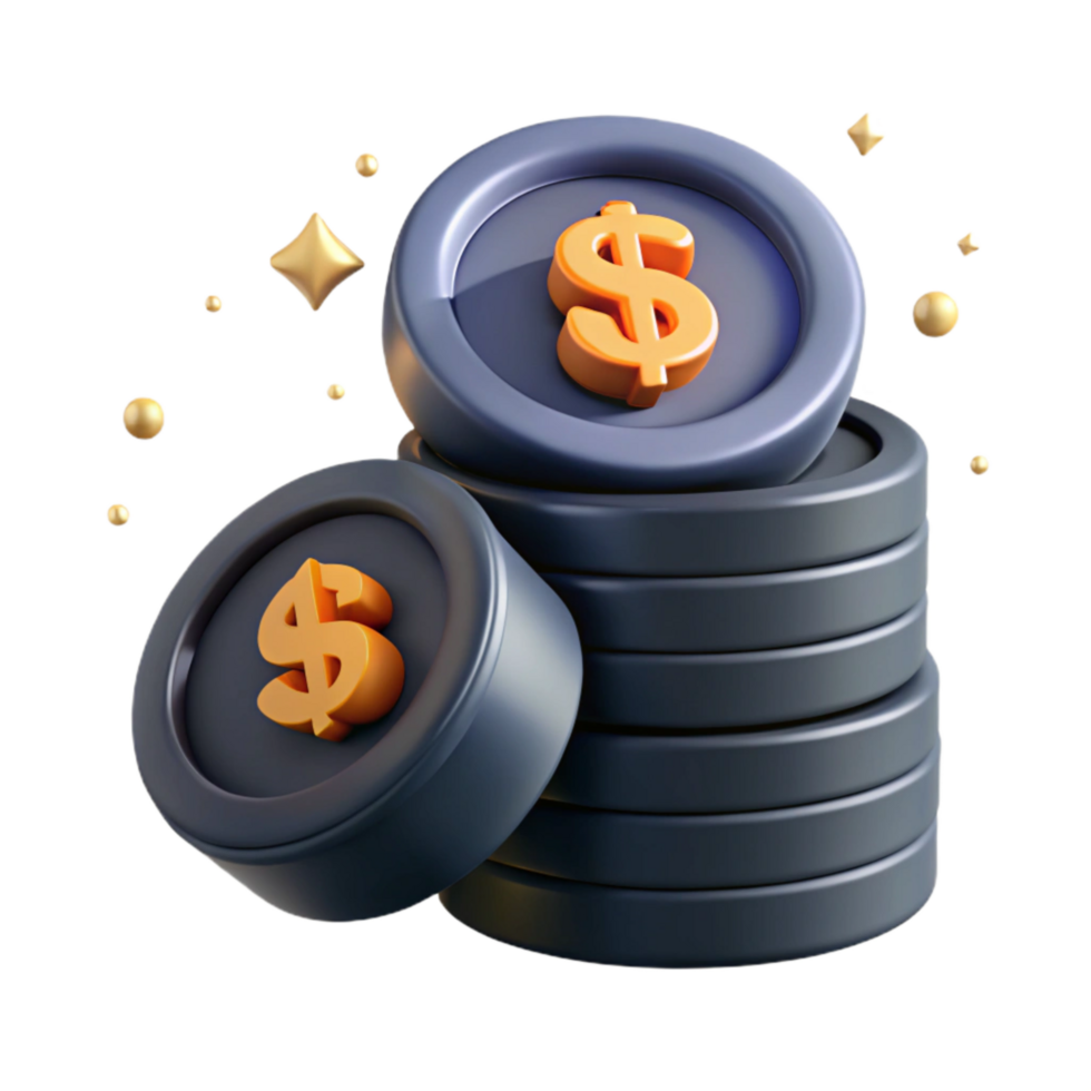 vibrant contemporary Stacked Coins with Dollar Sign Isolated Cutout high quality png