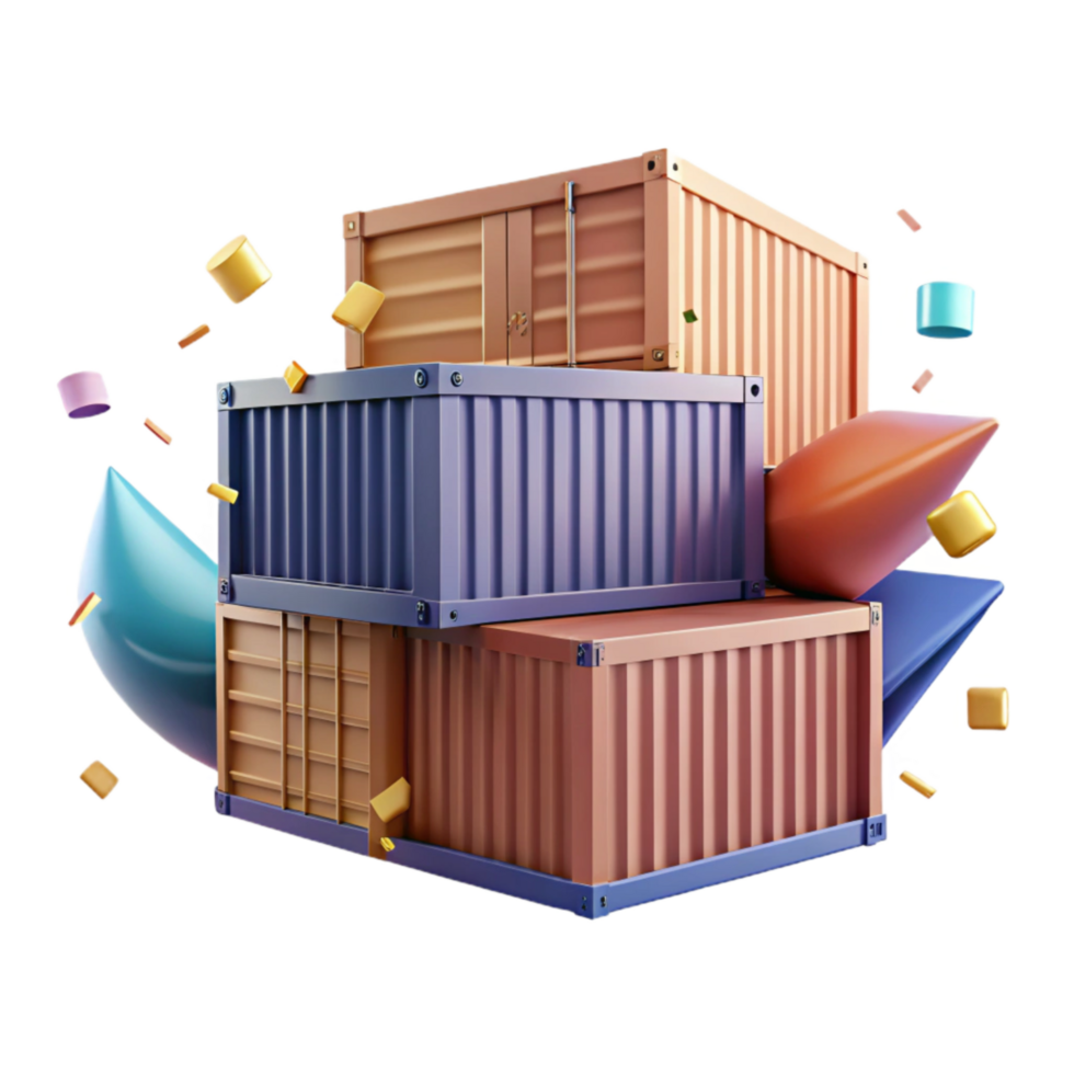 serene artistic Stacked Shipping Containers Side View Transparent high resolution png