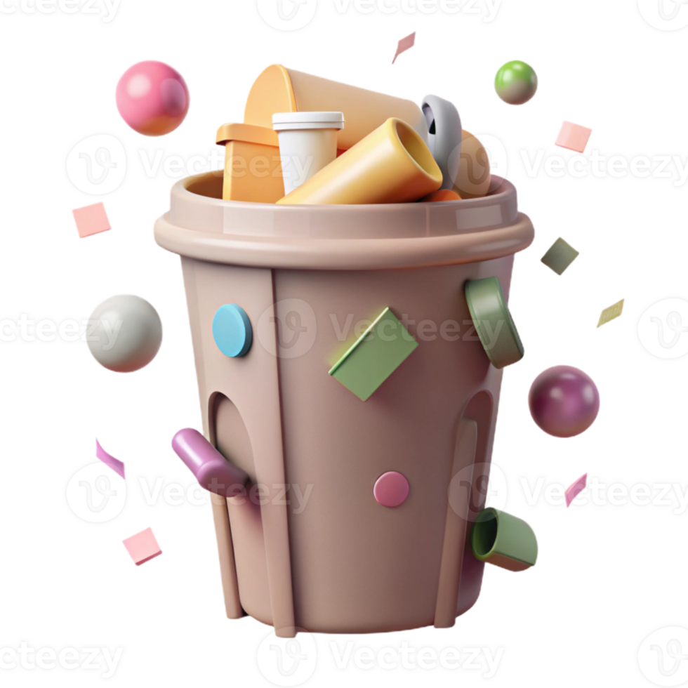 elegant artistic Recycle Bin with Paper and Cardboard Cutout high quality png