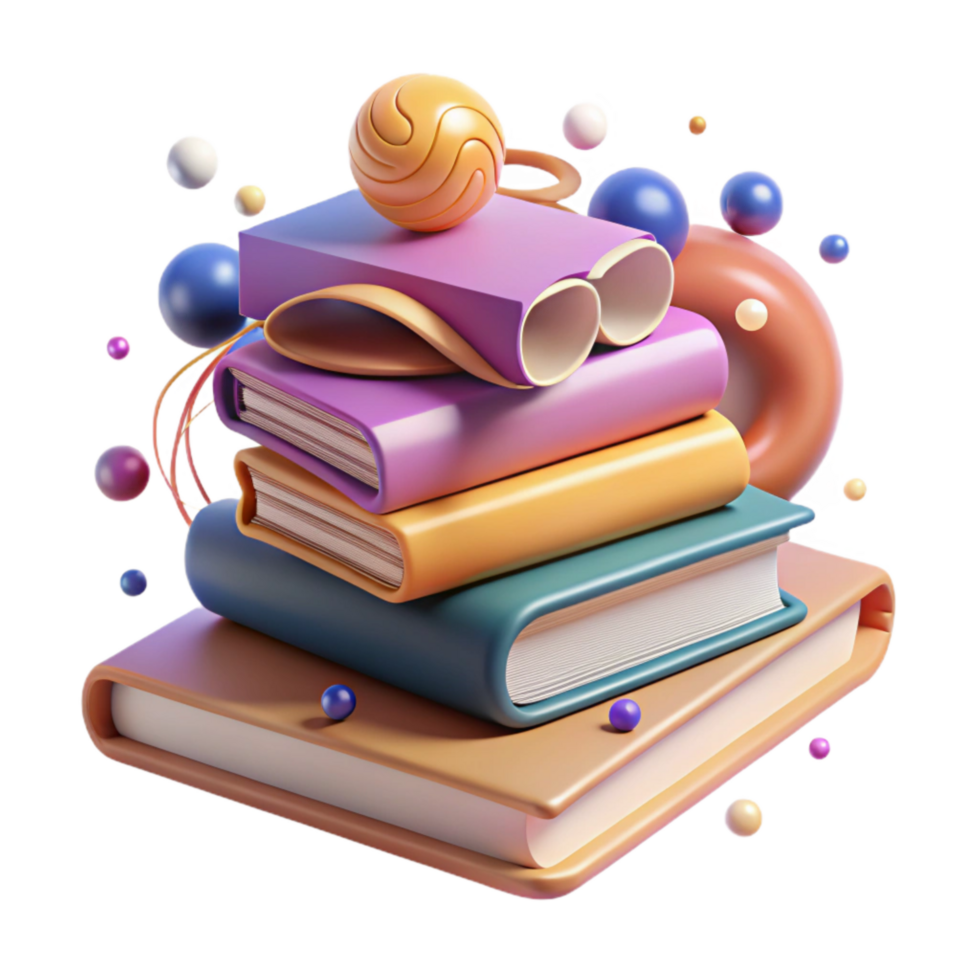 impressive modern Stack of Books in Various Languages Isolated Element detailed png