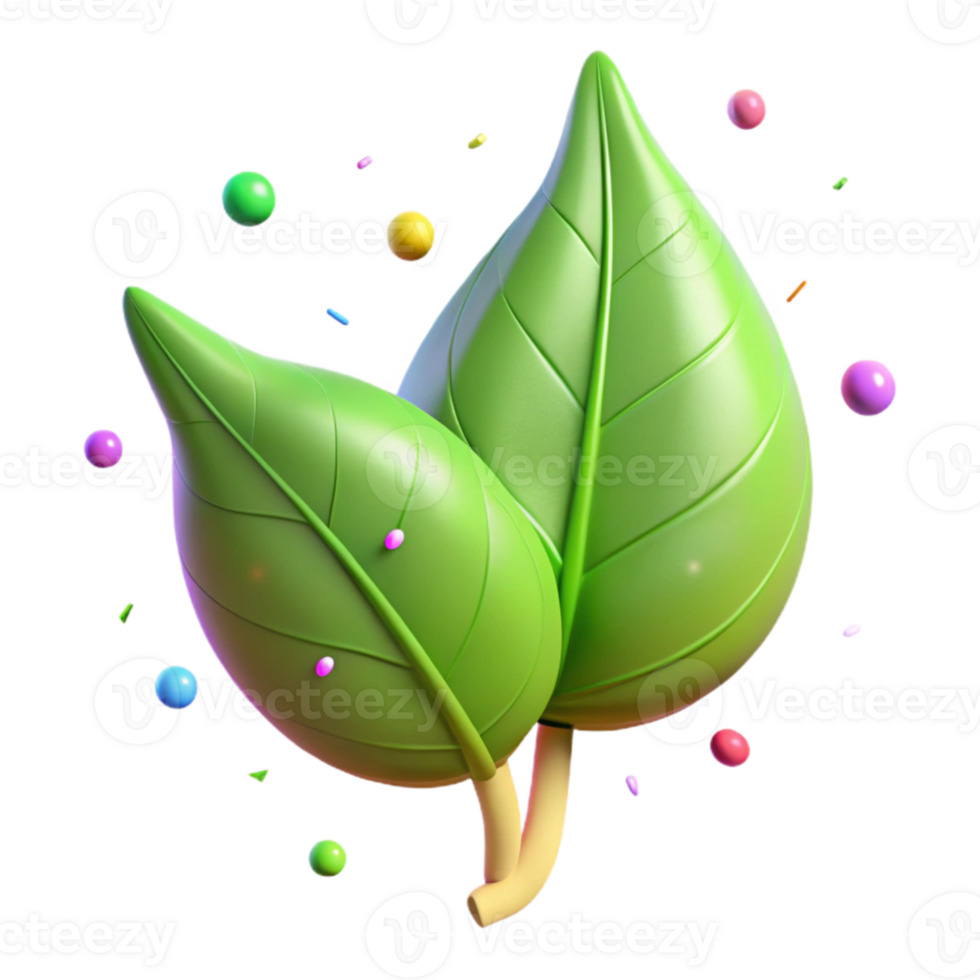 dramatic artistic Green Leaf Sprout Side View Cutout Transparent Background original png