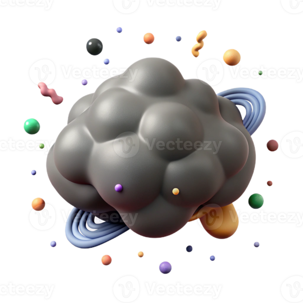 dramatic modern Gray Cloud Isolated with Darker Shade premium png