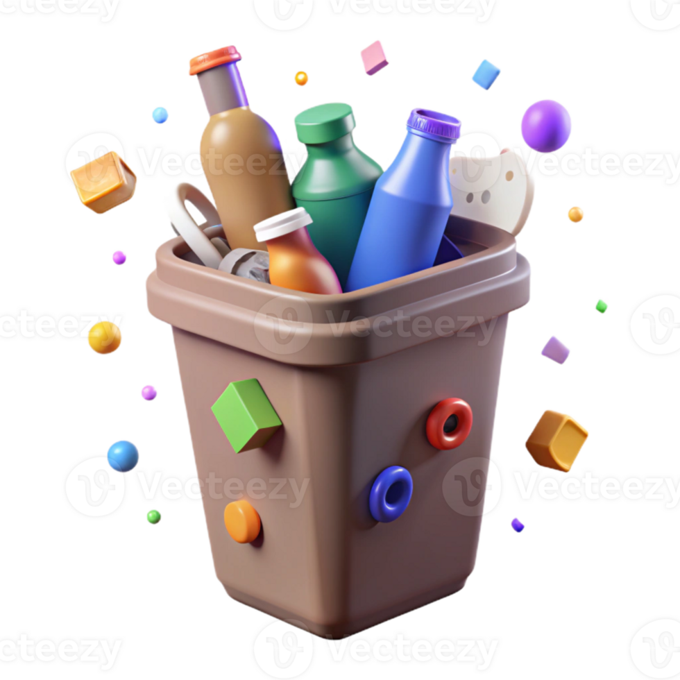 magnificent classic Recycling Bin Overflowing with Plastic Transparent Background detailed png
