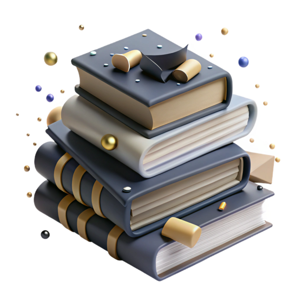 vibrant vintage Stack of Books Top Angle Transparent Background high resolution png