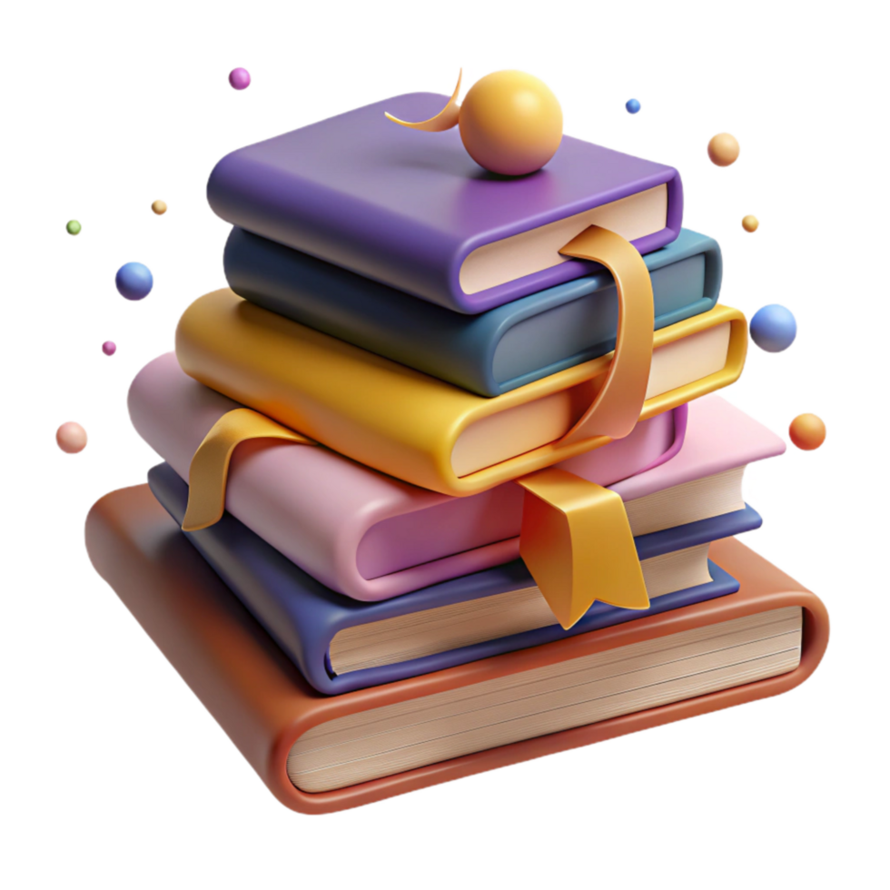 magnificent artistic Stack of Books Various Colors Isolated with Transparent Background original png
