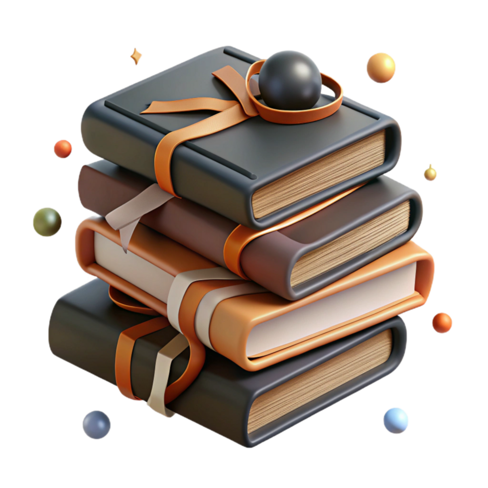 vibrant minimalist Stack of Books Vintage Style Isolated professional png
