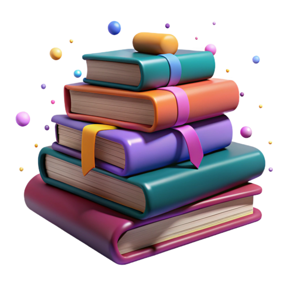 magnificent artistic Stack of Books with Eyeglasses Cutout original png