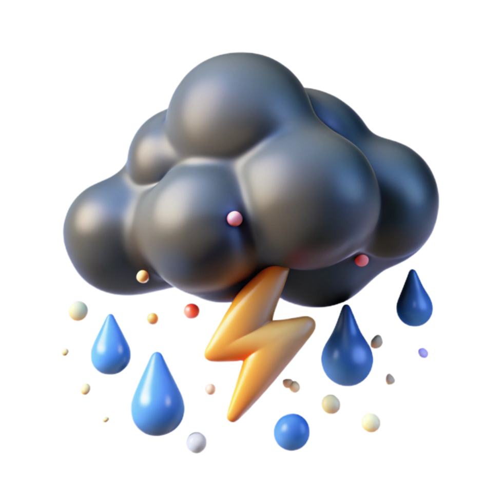 impressive artistic Heavy Rain Cloud with Lightning Transparent Background high resolution png