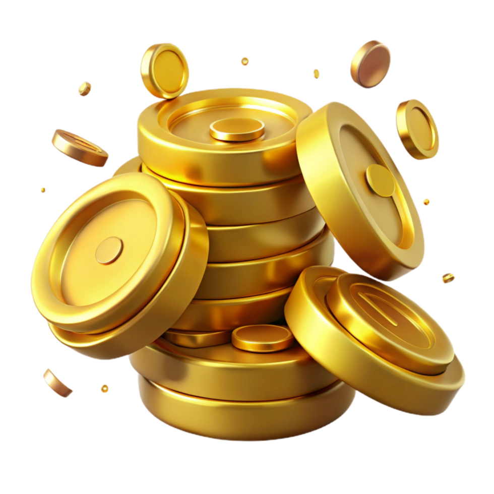 wonderful rustic Stack of Coins Gold Color Transparent original png