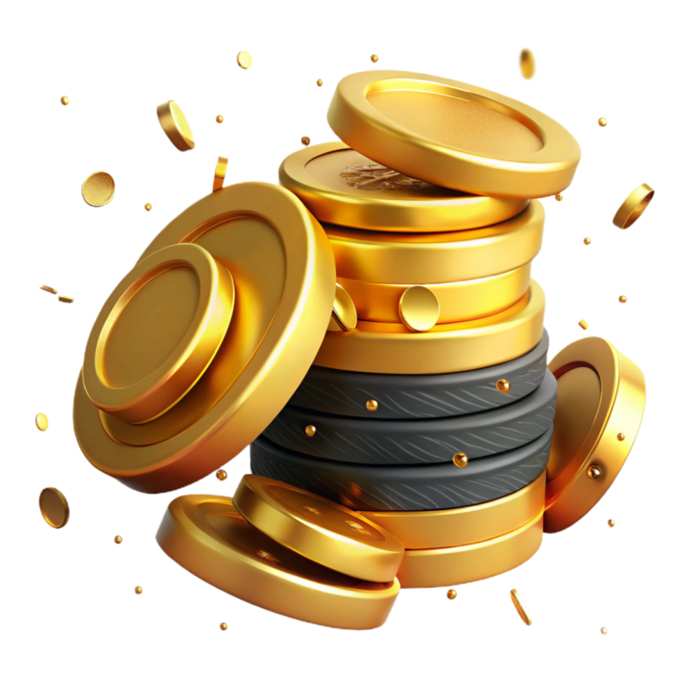 dramatic abstract Stack of Coins Gold Color Transparent exclusive png