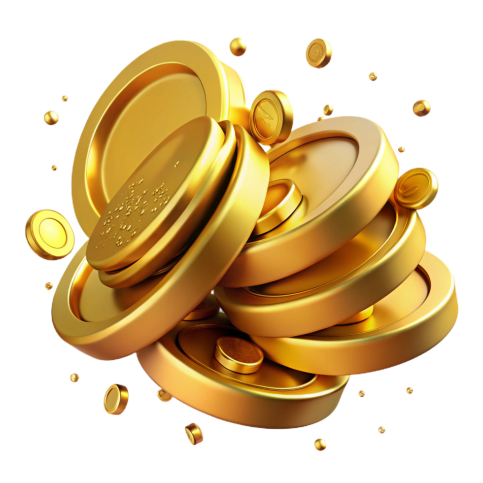 magnificent rustic Stack of Coins Gold Color Transparent authentic png