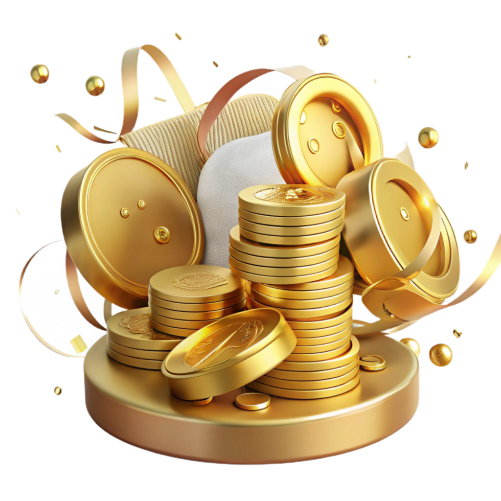 beautiful abstract Stack of Coins Gold Color Transparent genuine png