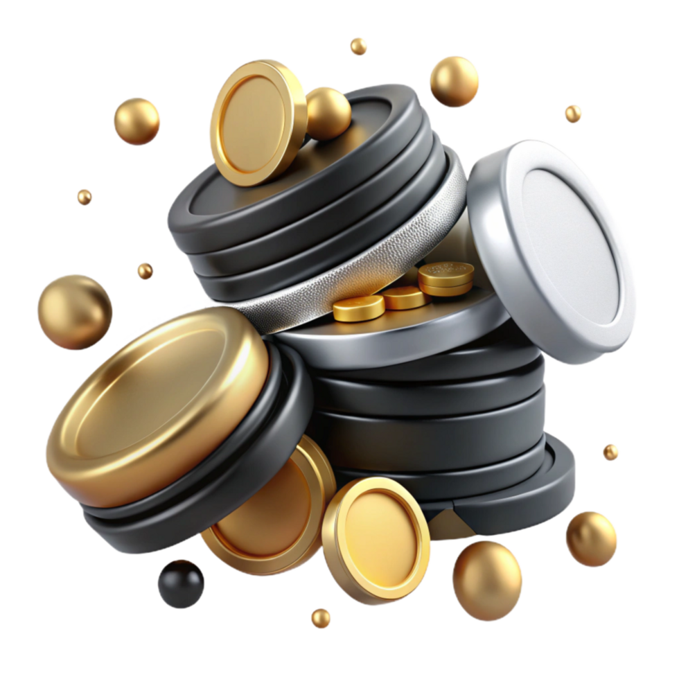 magnificent rustic Stack of Coins Isolated with Shadow Detail high quality png