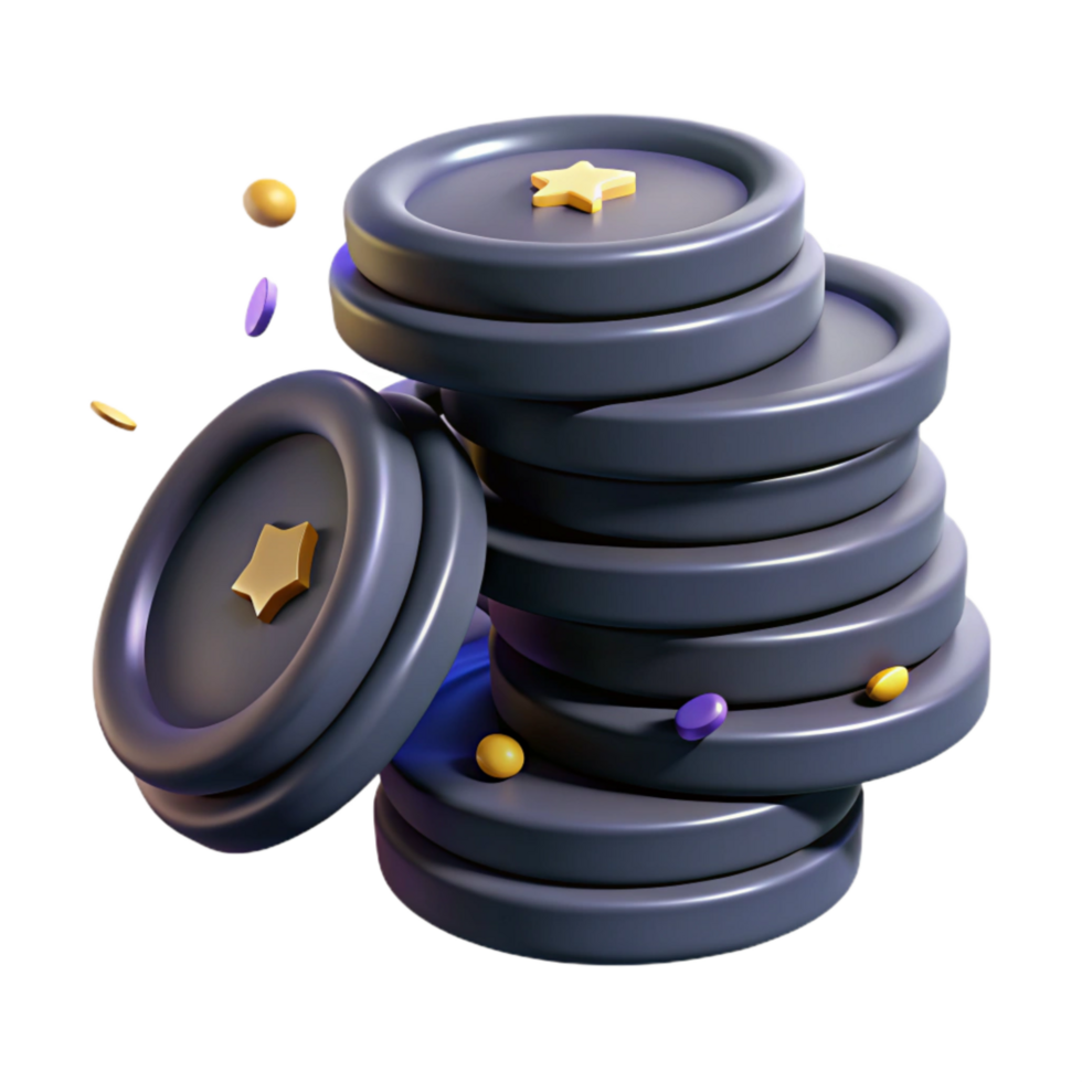 impressive minimalist Stack of Coins Isolated with Shadow Detail high quality png