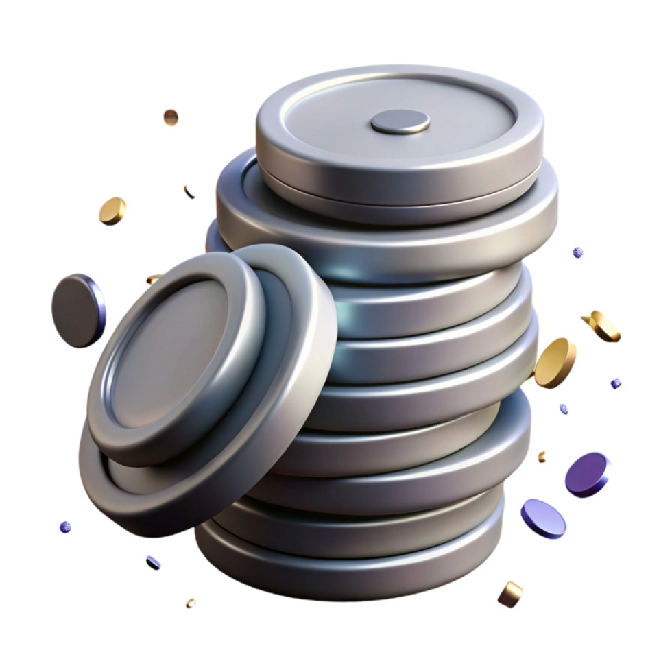 wonderful rustic Stack of Coins Isolated with Shadow Detail original png