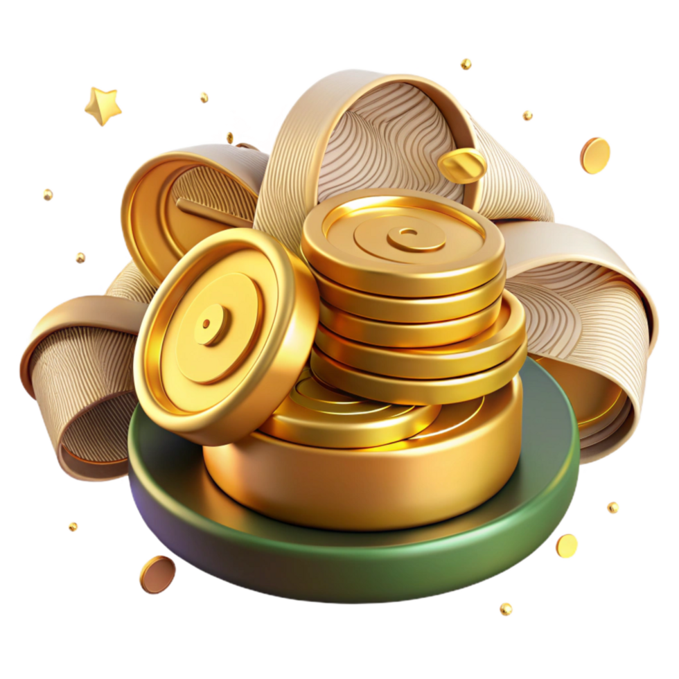 extraordinary abstract Stack of Coins Isolated with Shadow Detail professional png