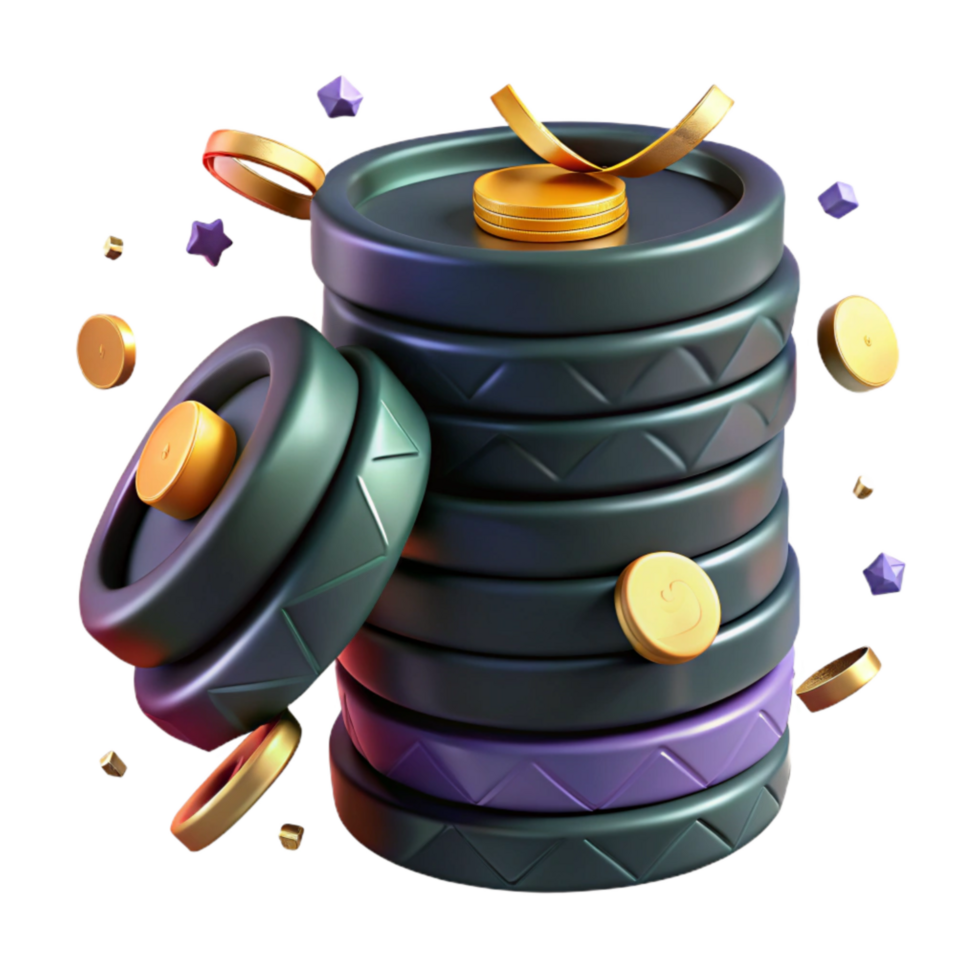 impressive rustic Stack of Coins Side View Transparent authentic png