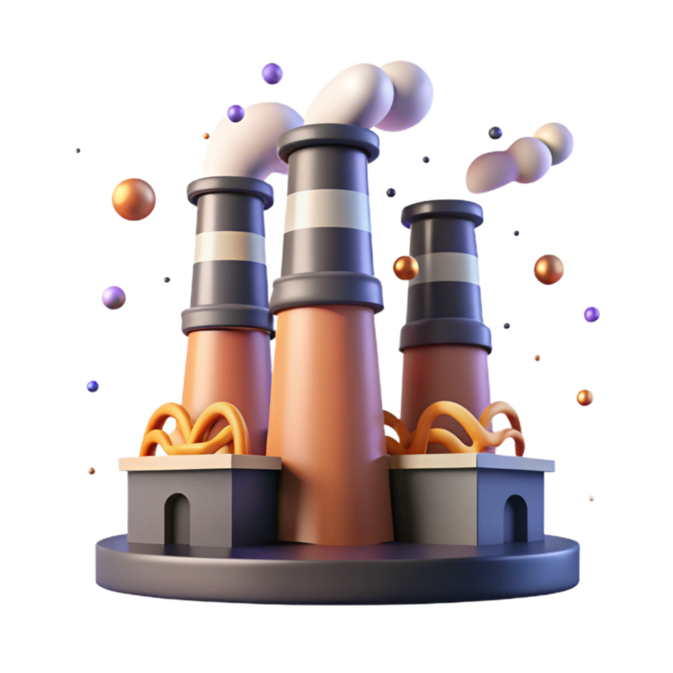 dramatic vintage Industrial Smokestacks Dark Style Transparent Background authentic png