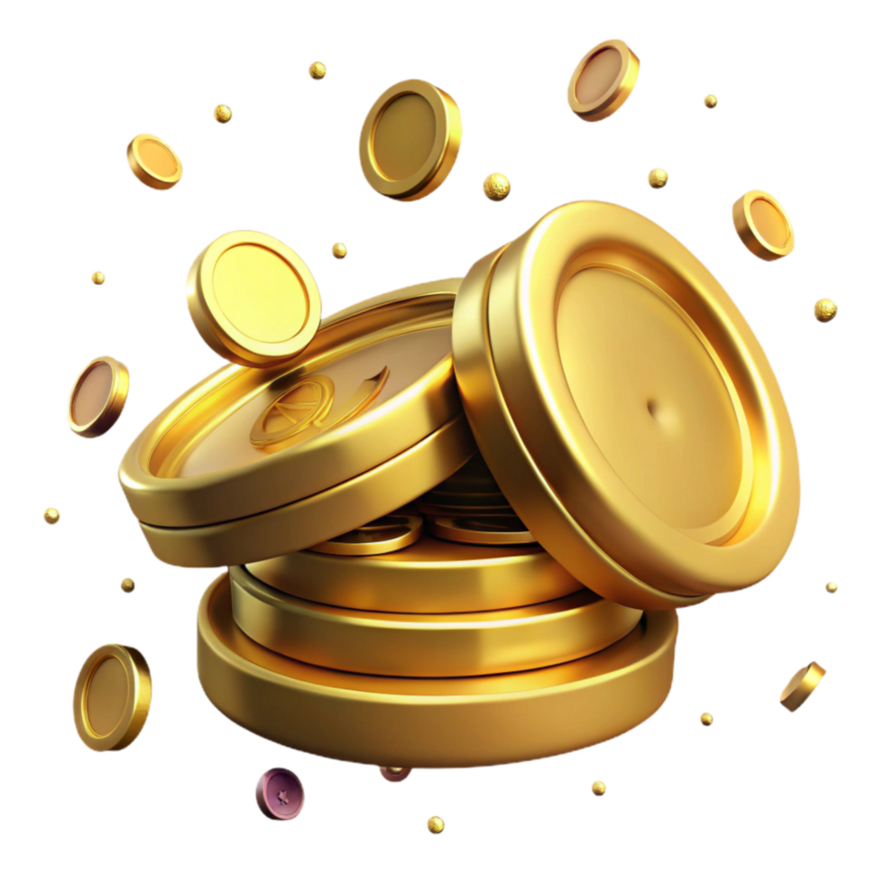serene modern Stack of Coins with Gold Finish Transparent Background detailed png