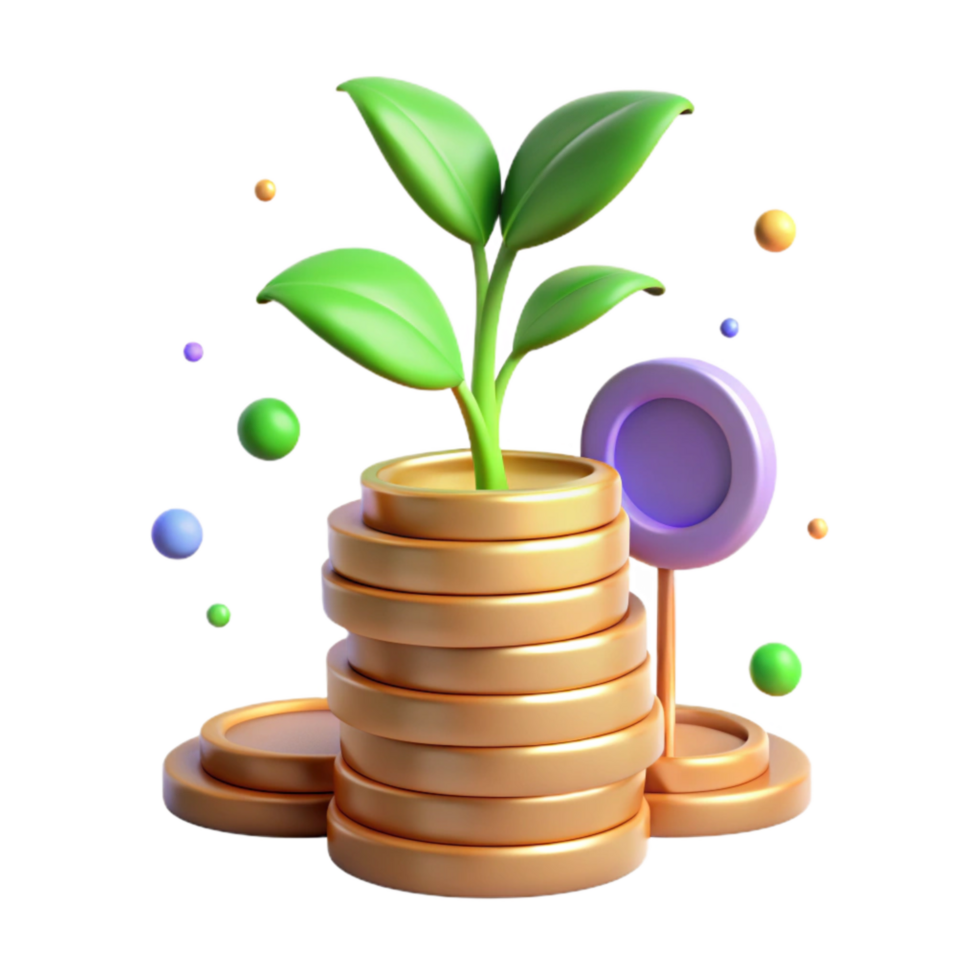 vibrant artistic Stack of Coins with Gold Finish Transparent Background detailed png