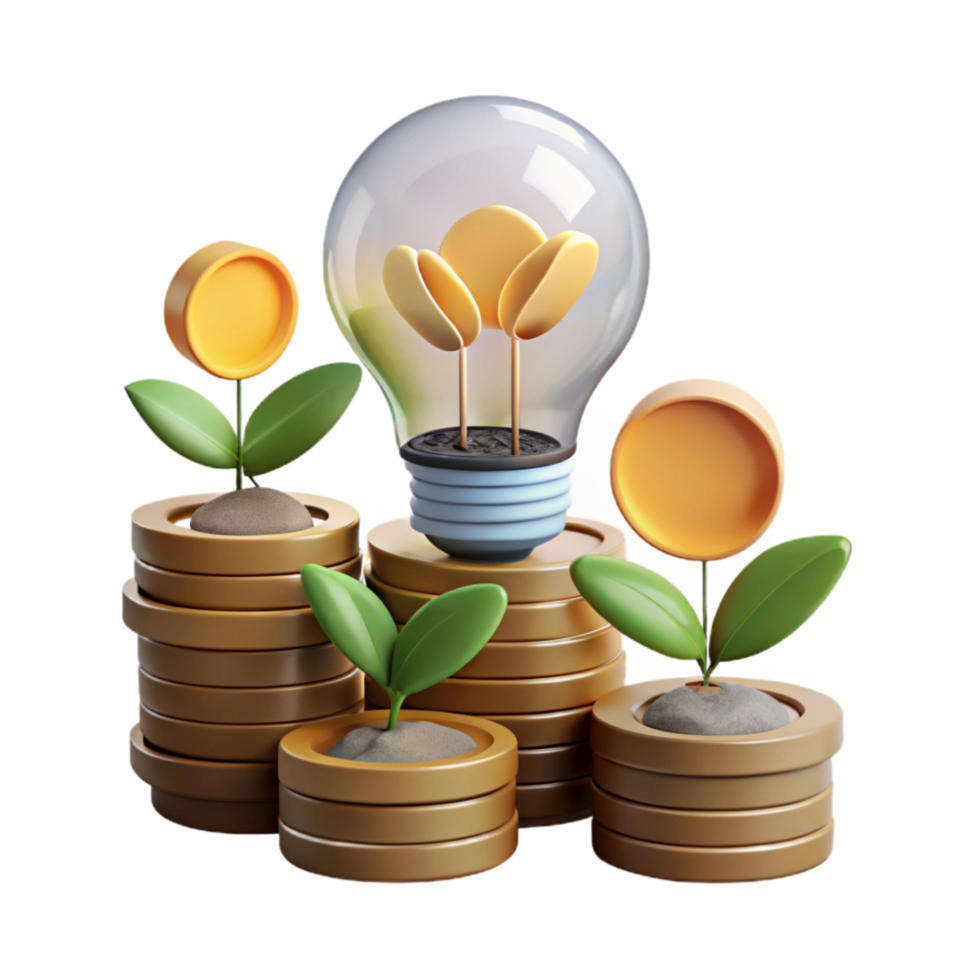 serene contemporary Stack of Coins with Gold Finish Transparent Background original png