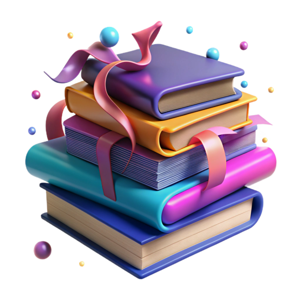 stunning traditional Stack of Colorful Books Side View Transparent Background high resolution png