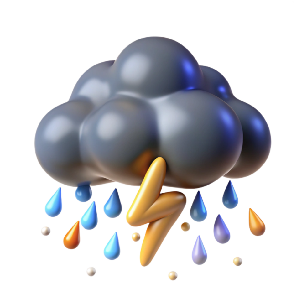 impressive vintage Heavy Rain Cloud with Lightning Transparent Background genuine png
