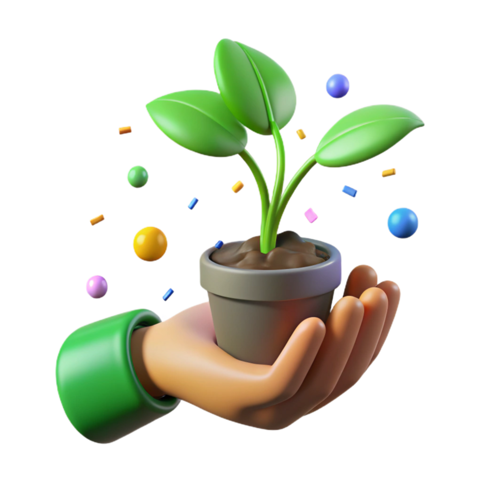 stunning abstract Green Thumb Holding Plant Isolated Cutout original png