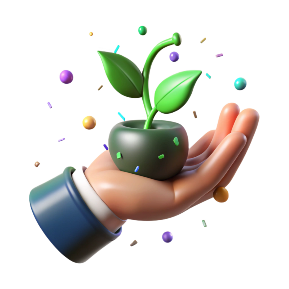 vibrant classic Hand Holding Green Sprout Isolated high quality png