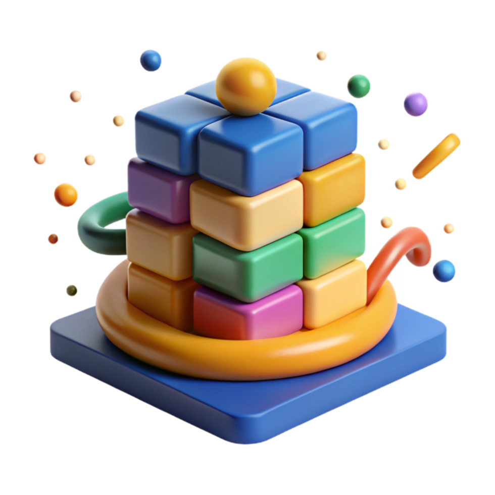 impressive abstract Stack of Colorful Building Blocks Isolated authentic png