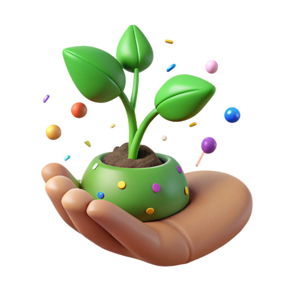 stunning vintage Green Sprout Growing in Pot Cutout Element premium png