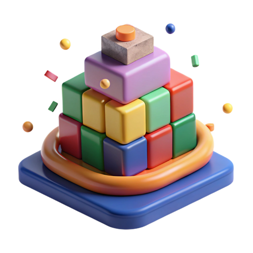 impressive artistic Stack of Colorful Building Blocks Isolated authentic png