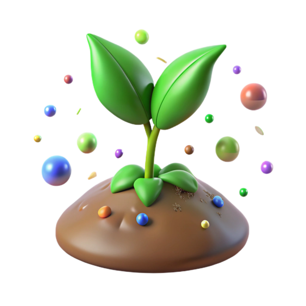 dramatic contemporary Green Leaf Sprout Emerging From Soil Transparent Background png