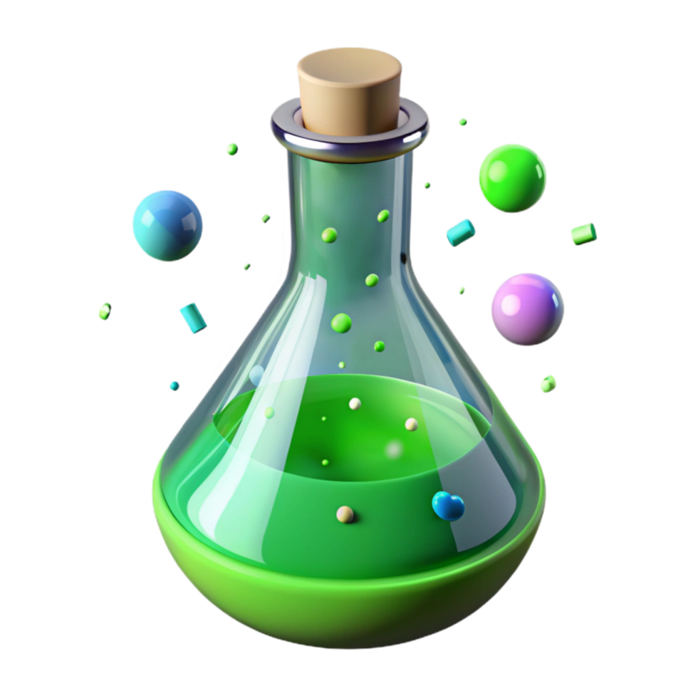 elegant rustic Laboratory Flask with Green Liquid Transparent Background genuine png