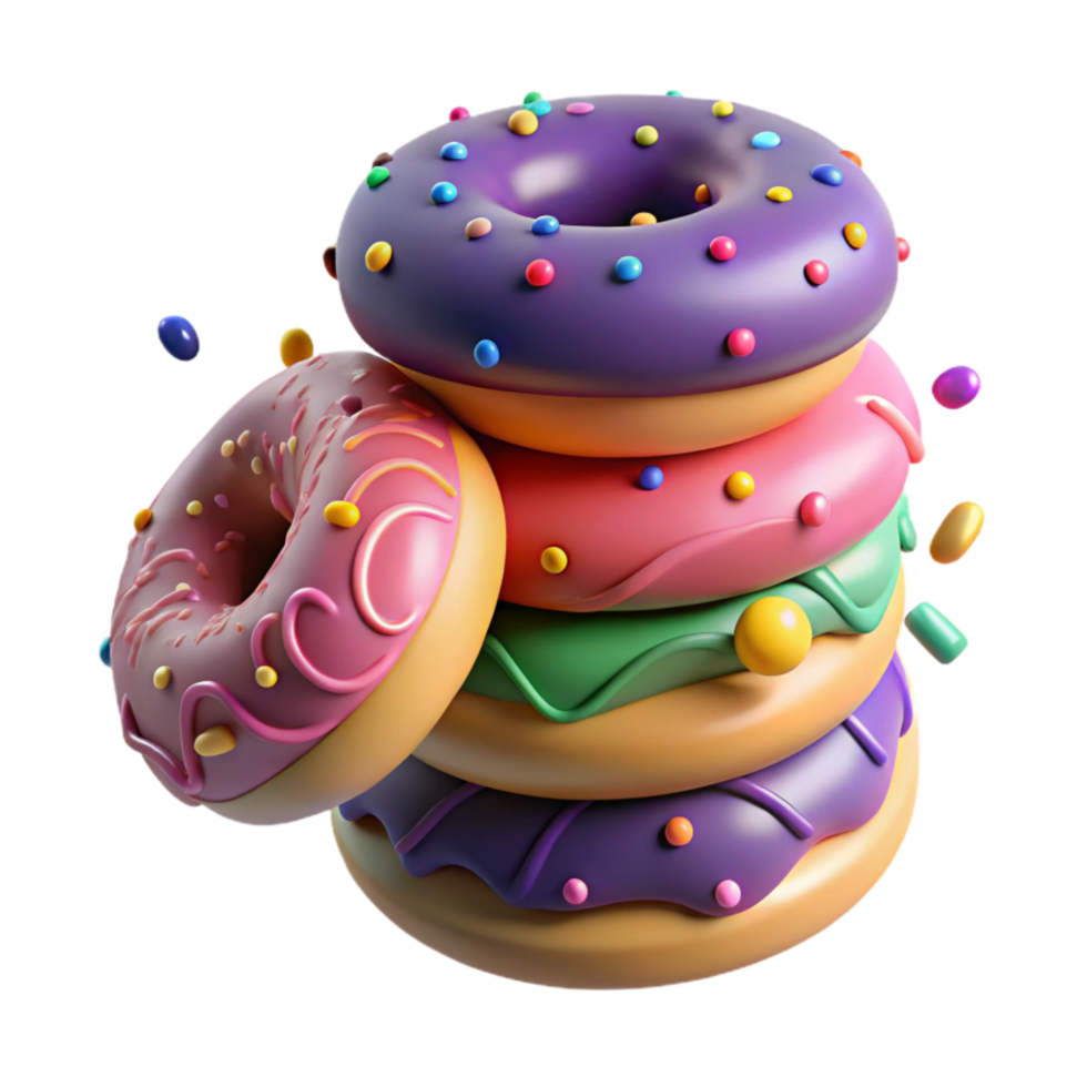 wonderful classic Stack of Colorful Donuts Isolated detailed png