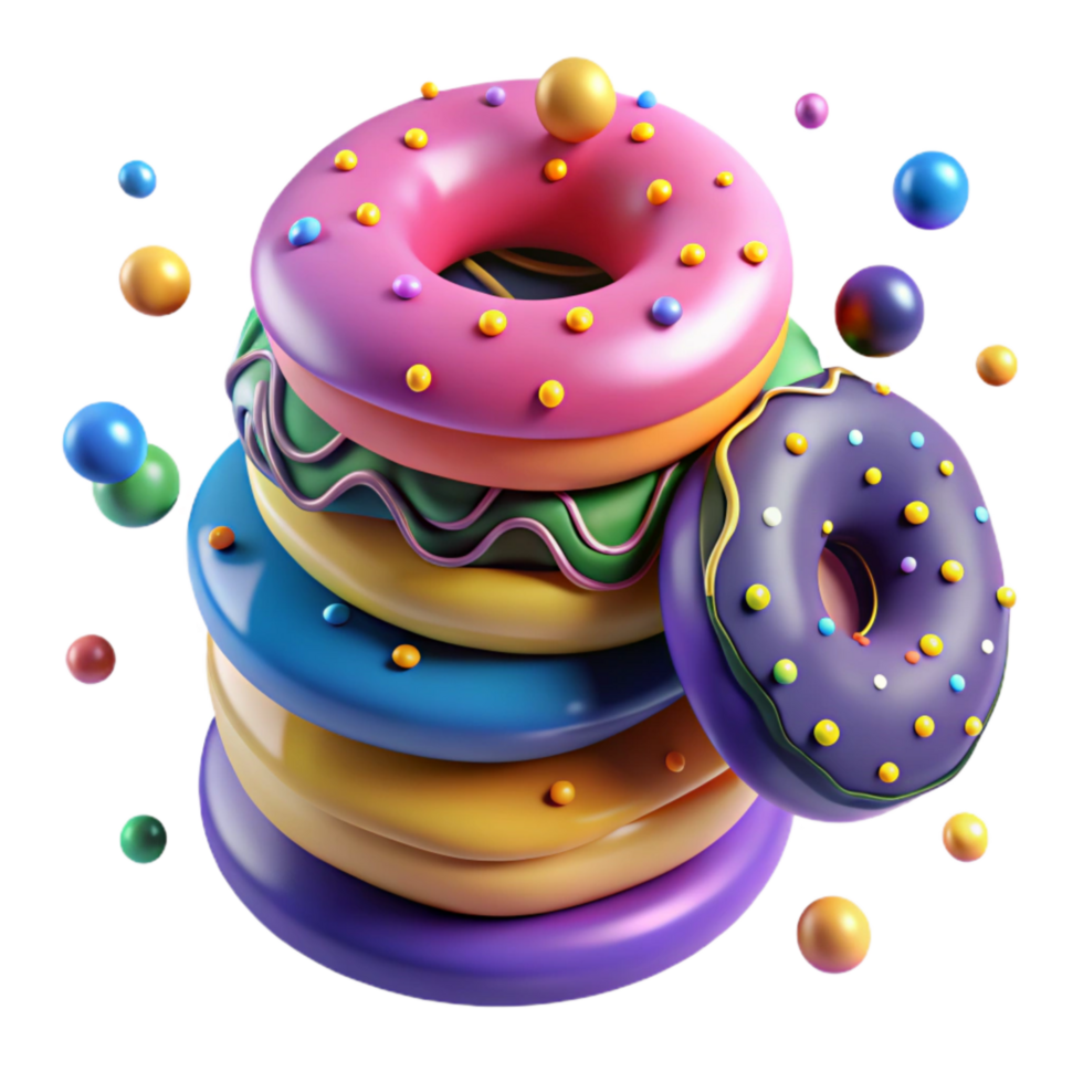 dramatic modern Stack of Colorful Donuts Isolated genuine png