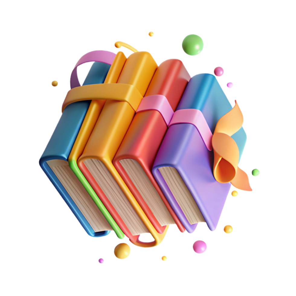 magnificent abstract Stack of Colorful Textbooks Isolated on Transparent Background original png