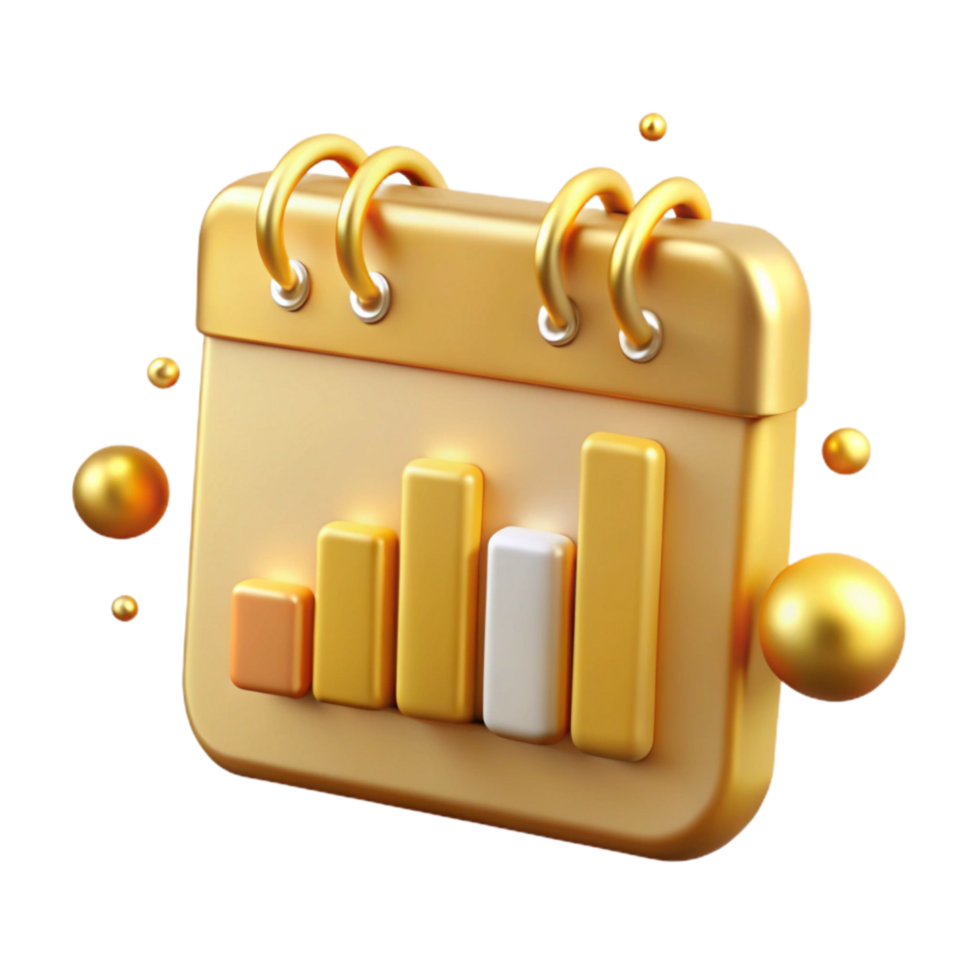 vibrant contemporary Gold Gantt Chart Icon Cutout with Timeline Bars premium png