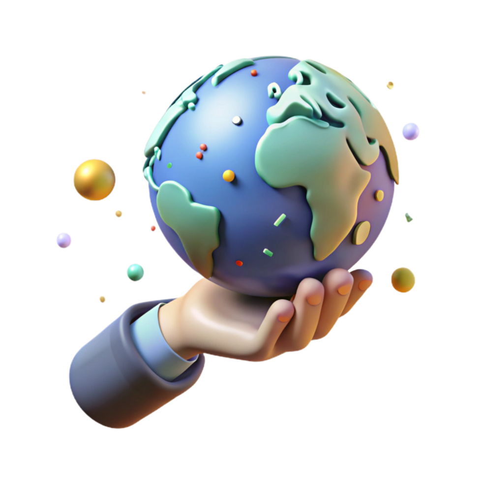 serene creative Hand Holding Earth Globe Soft Lighting Cutout high resolution png