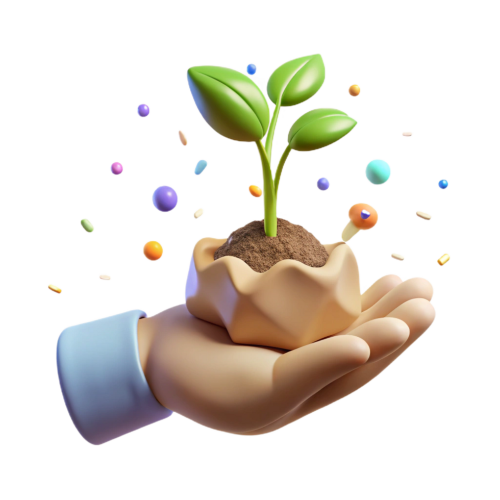 elegant classic Hand Holding Seedling Soft Lighting Isolated Element high resolution png