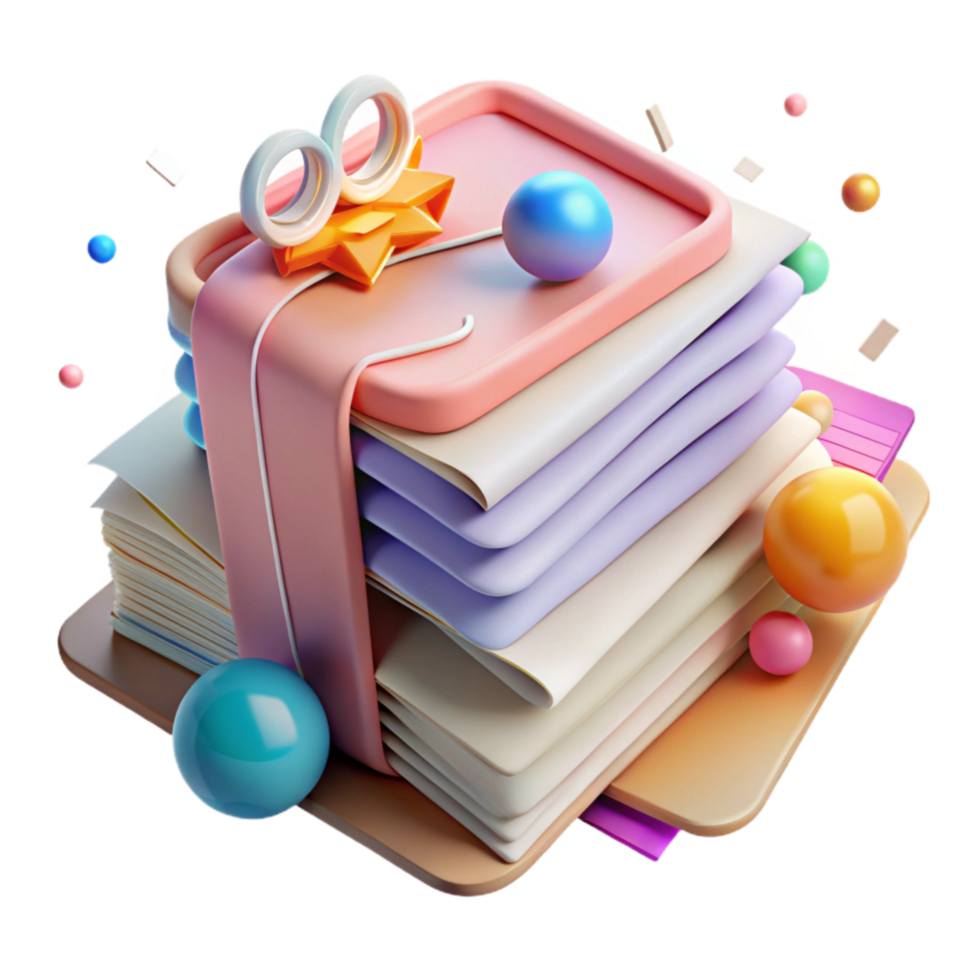 stunning traditional Stack of Documents with Paperclips Cutout detailed png