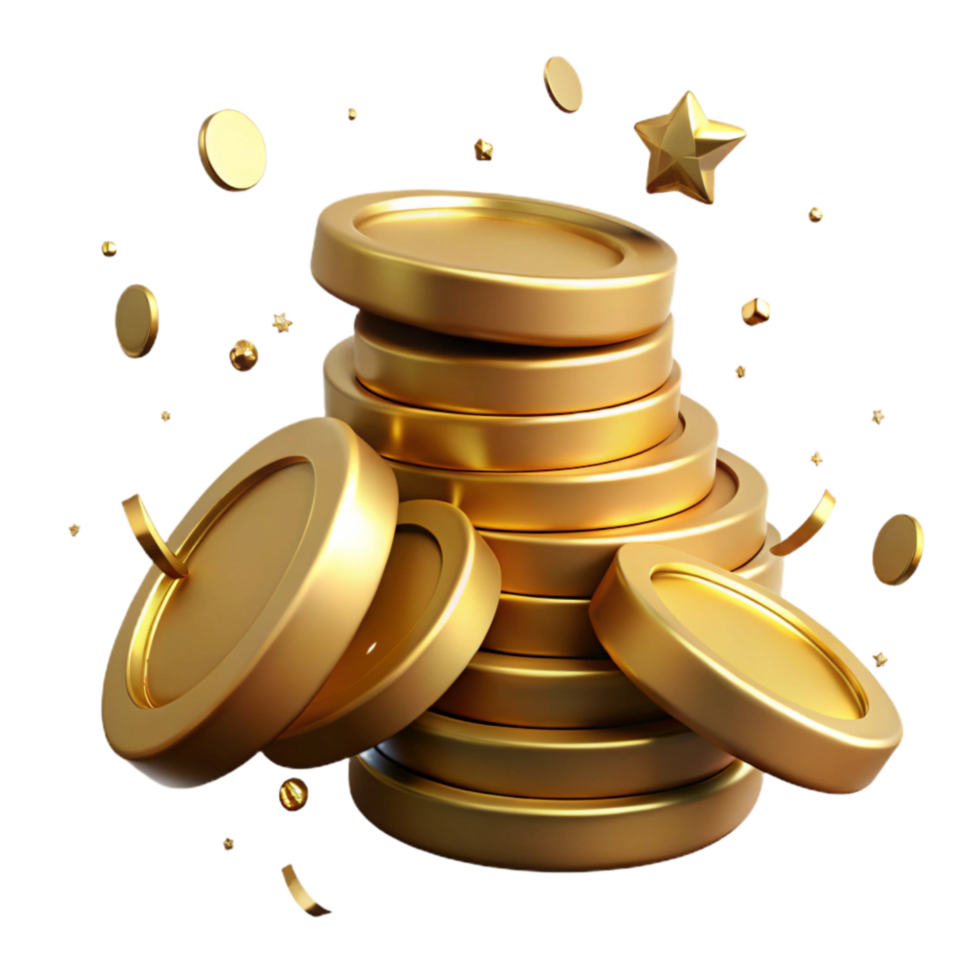 impressive minimalist Stack of Gold Coins Isolated with Detail genuine png