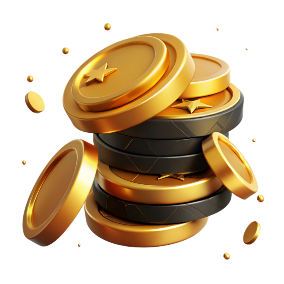 magnificent contemporary Stack of Gold Coins Isolated with Detail high quality png
