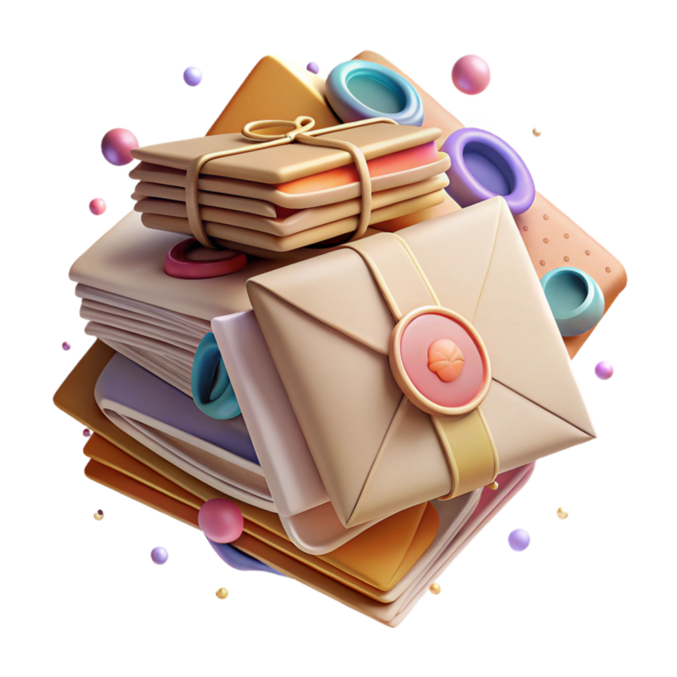magnificent classic Stack of Letters with Foreign Stamps Transparent Background professional png