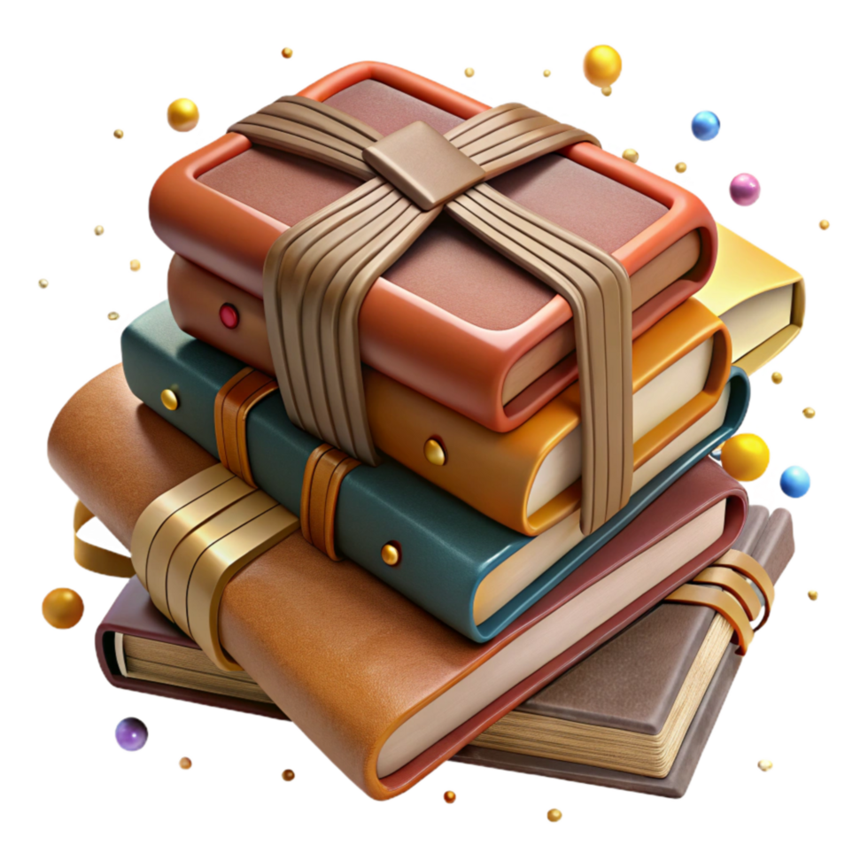 impressive rustic Stack of Old Books Top View Transparent Background premium png