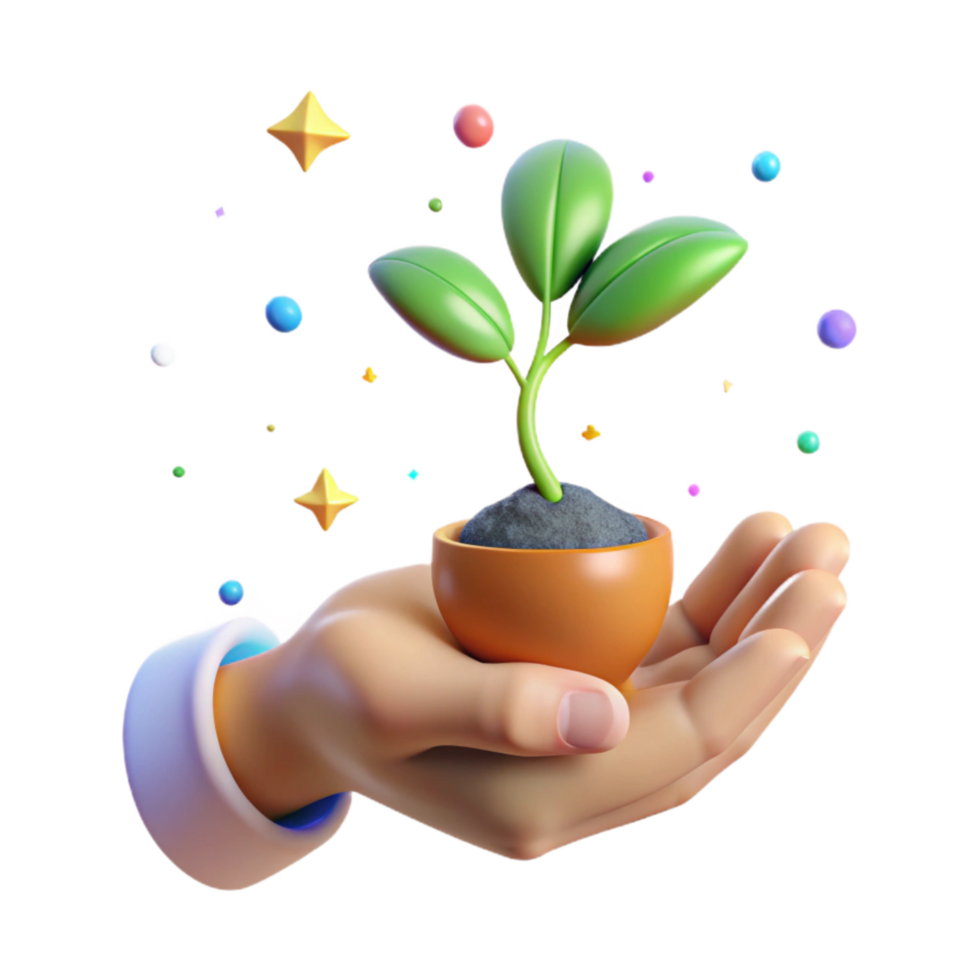 vibrant classic Hand Holding Seedling Soft Lighting Isolated Element original png