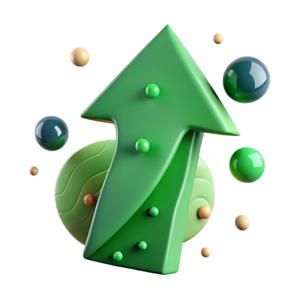 dramatic classic Green Arrow Pointing Upward Transparent Background high resolution png
