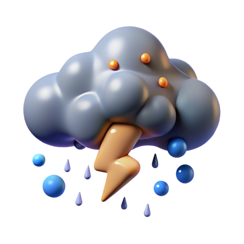 elegant classic Heavy Rain Cloud with Lightning Transparent Background genuine png