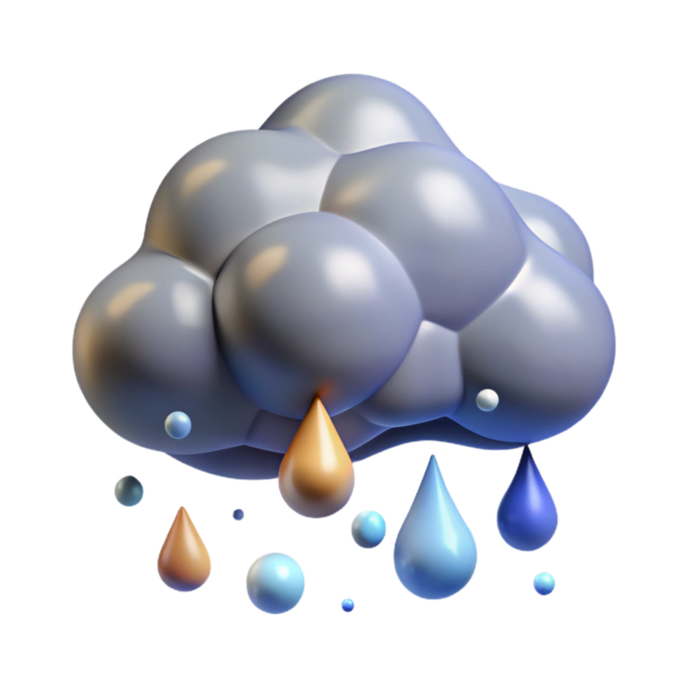 vibrant classic Isolated Rain Cloud with Realistic Water Droplets authentic png