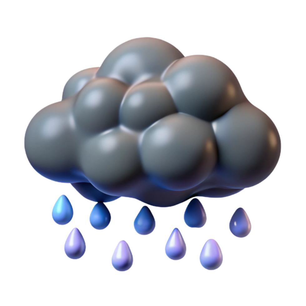 dramatic minimalist Monsoon Cloud with Heavy Rain Isolated Element high resolution png